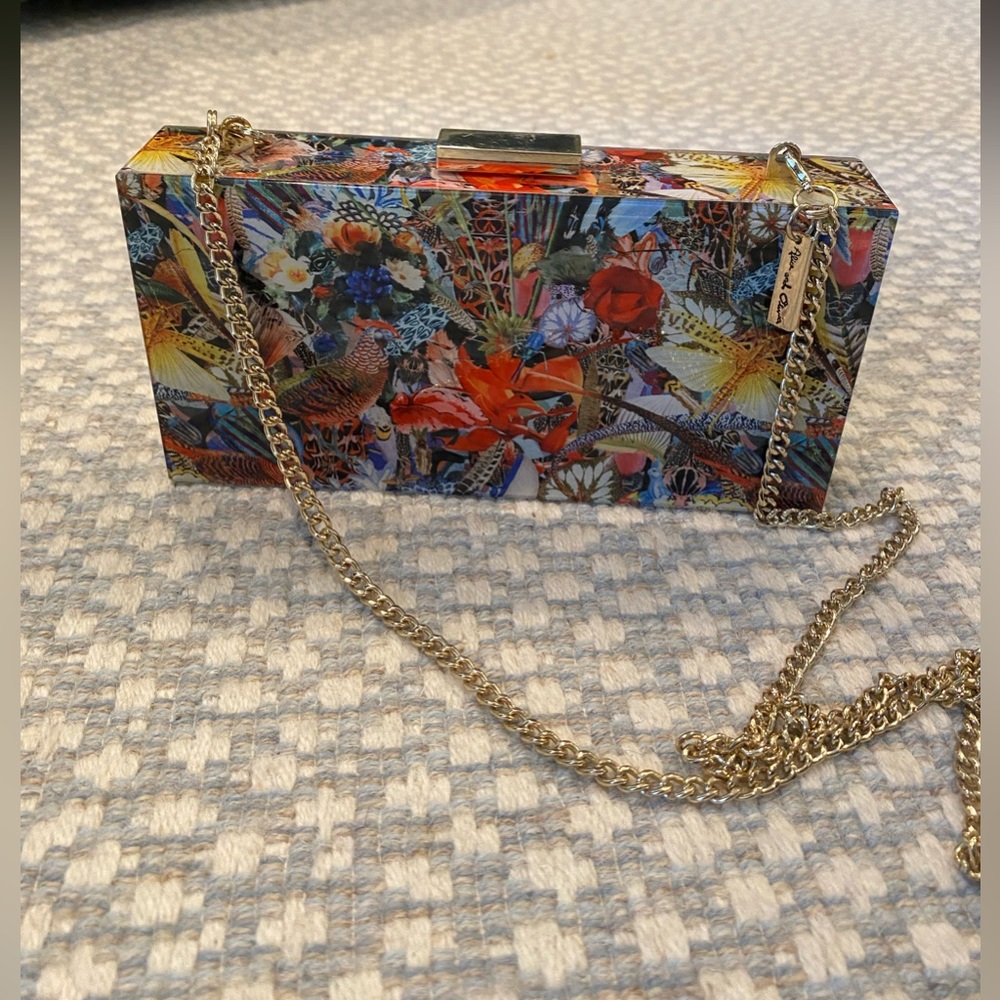 Alice + Olivia hard shell shoulder bag / clutch with gold hardware